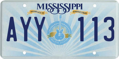 MS license plate AYY113