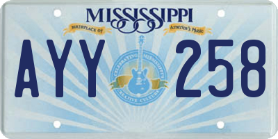 MS license plate AYY258