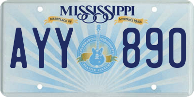 MS license plate AYY890