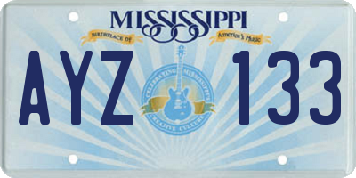 MS license plate AYZ133