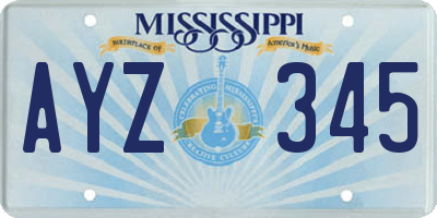 MS license plate AYZ345