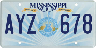 MS license plate AYZ678