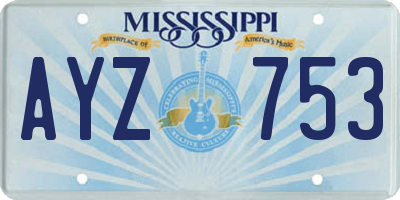 MS license plate AYZ753