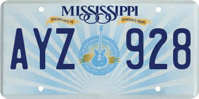MS license plate AYZ928