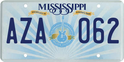 MS license plate AZA062