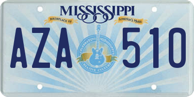 MS license plate AZA510