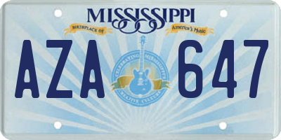MS license plate AZA647
