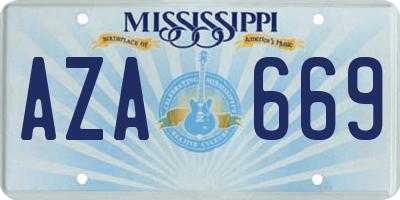 MS license plate AZA669