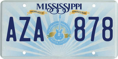 MS license plate AZA878