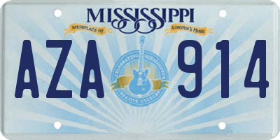 MS license plate AZA914