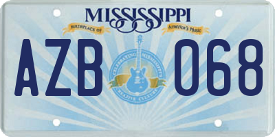 MS license plate AZB068