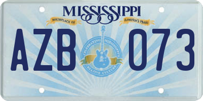 MS license plate AZB073