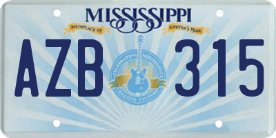 MS license plate AZB315