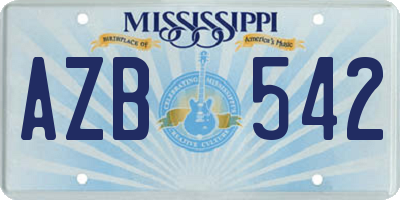 MS license plate AZB542