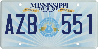 MS license plate AZB551