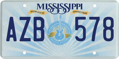 MS license plate AZB578