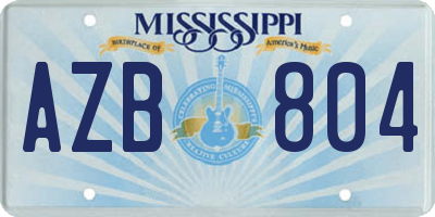 MS license plate AZB804