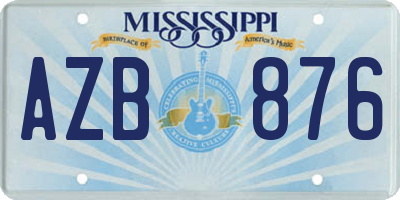 MS license plate AZB876
