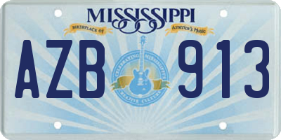 MS license plate AZB913