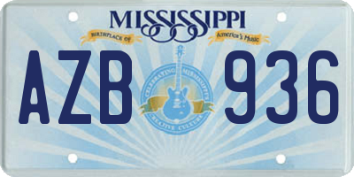 MS license plate AZB936