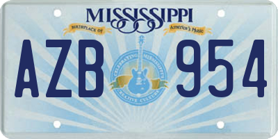 MS license plate AZB954