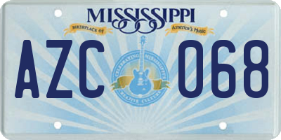 MS license plate AZC068