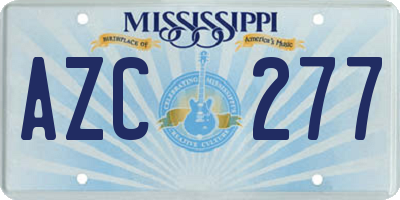 MS license plate AZC277