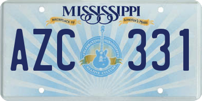 MS license plate AZC331
