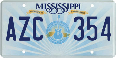 MS license plate AZC354