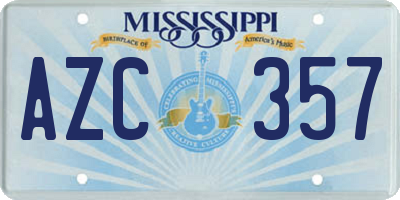 MS license plate AZC357