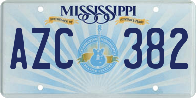MS license plate AZC382