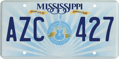 MS license plate AZC427