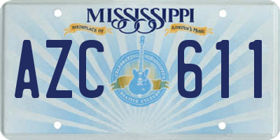 MS license plate AZC611