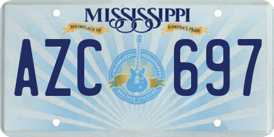 MS license plate AZC697
