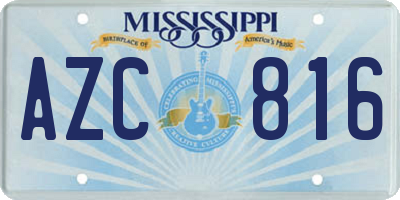 MS license plate AZC816