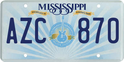 MS license plate AZC870