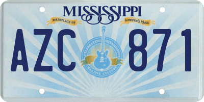 MS license plate AZC871