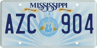 MS license plate AZC904