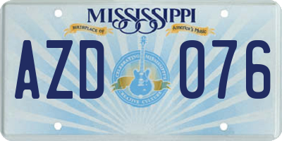 MS license plate AZD076