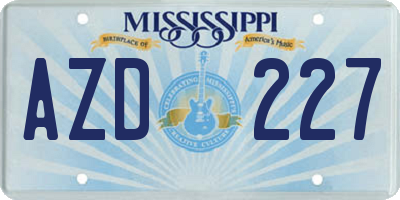 MS license plate AZD227