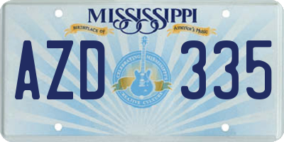 MS license plate AZD335