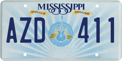 MS license plate AZD411