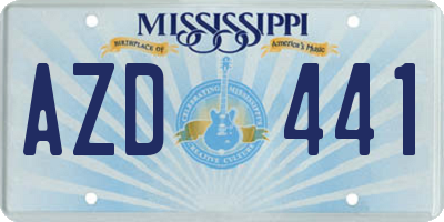 MS license plate AZD441