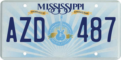 MS license plate AZD487
