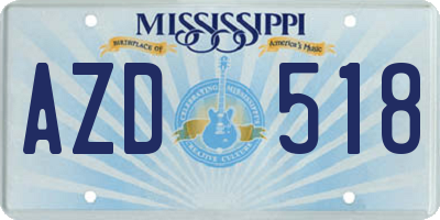 MS license plate AZD518