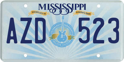 MS license plate AZD523