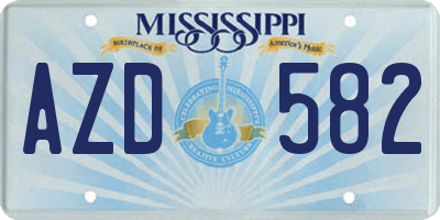 MS license plate AZD582