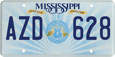 MS license plate AZD628