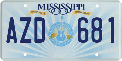MS license plate AZD681