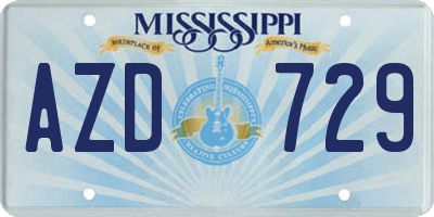 MS license plate AZD729